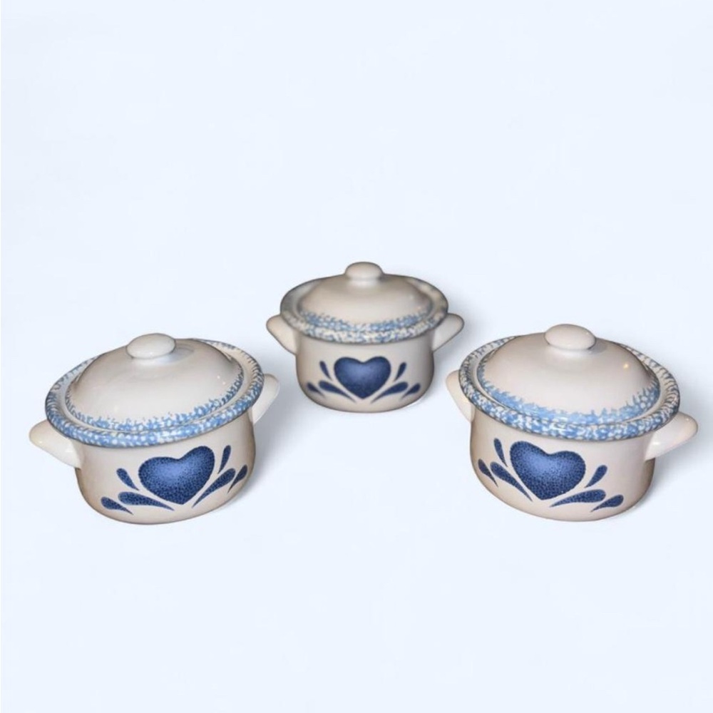 Blue Heart Pattern Mini Ceramic Pots